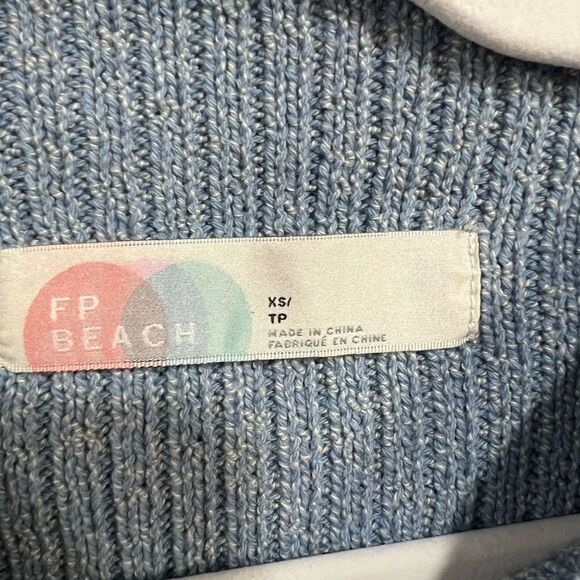 Free People Beach Women's Cotton Blue Mock Neck Dolman Pullover Sweater Small - Picture 4 of 4